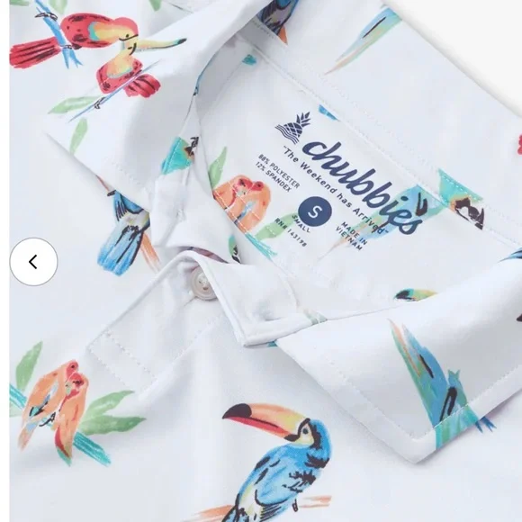 Chubbies Kids Tropical Parrot Polo - White - Picture 4 of 5